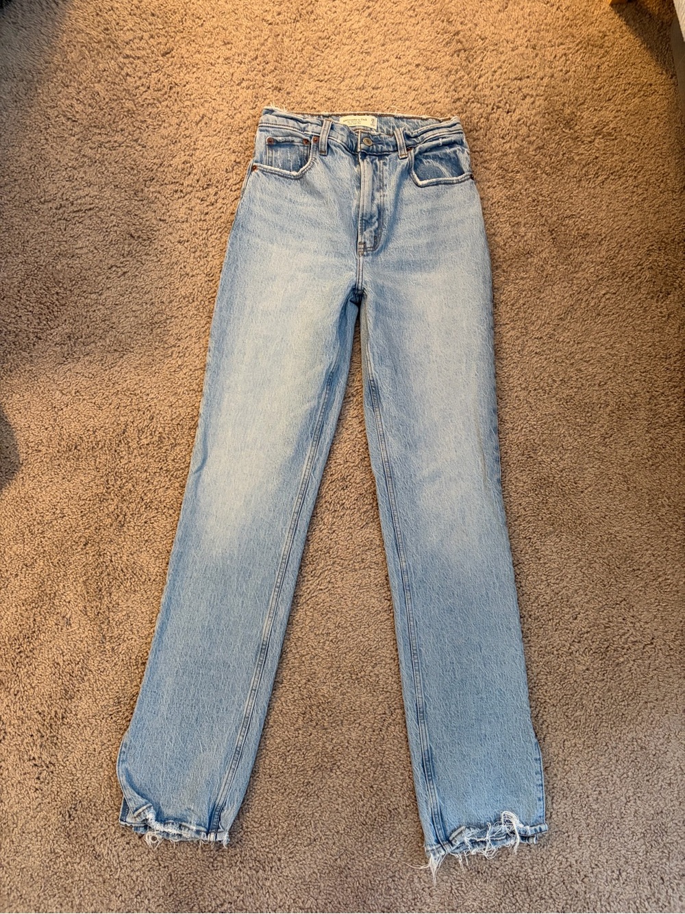 Abercrombie & Fitch Pale Blue High-Rise Straight Jeans